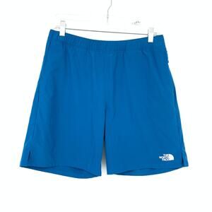 The North Face Pull On Casual Athletic Shorts Mens Sz Medium Blue Elastic Waist